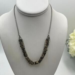 J. Crew Mixed Metal Hematite Crystal Layered Stacked Square Beads Snake Necklace